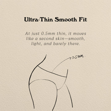 Merino wool bikini brief feature illustration highlighting an ultra-thin smooth fit design.