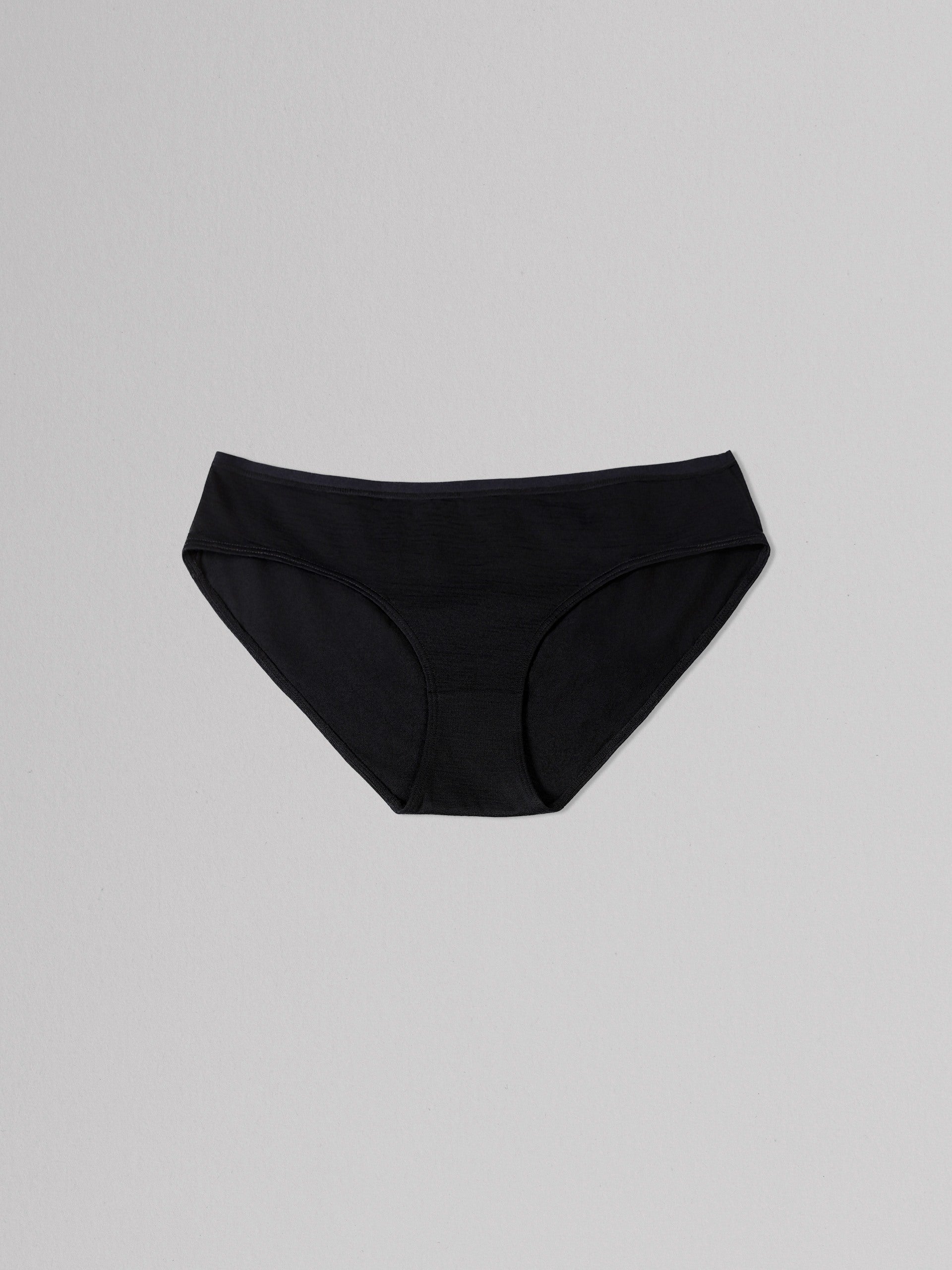 Black underwear on a light gray background